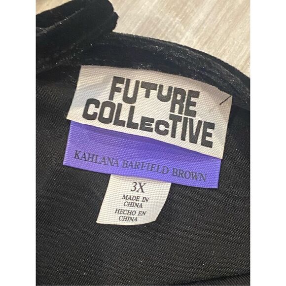 Future Collective faux crushed velvet, black long maxi dress size 3X - Picture 9 of 12